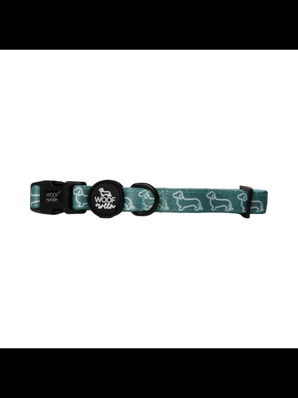Woof + Ween | Teal Dachshund Pattern Dog Collar | Brand New